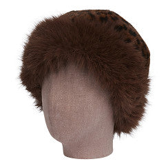 Fellkappe – Dark Brown mit Leo-Print