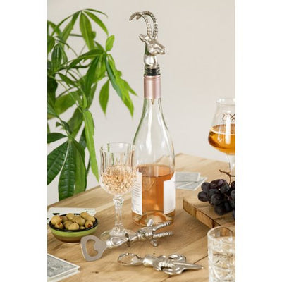 Flaschenverschluss mit Steinbock-Dekor in Silber