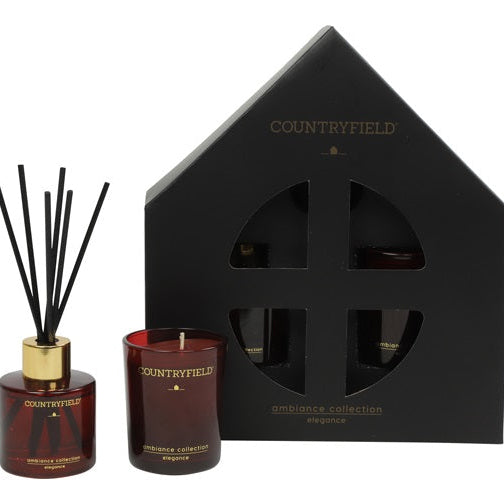 Geschenkbox Urban – Duftstäbchen & Kerze schwarz, rot und kupfer