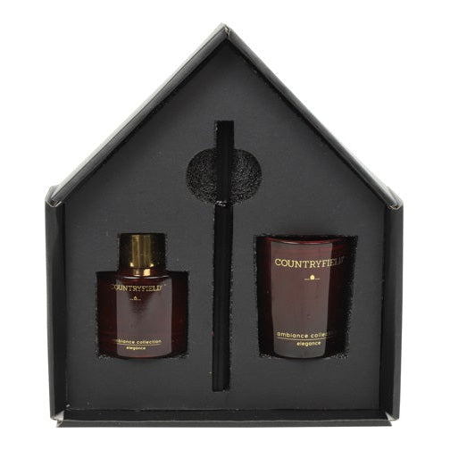 Geschenkbox Urban – Duftstäbchen & Kerze schwarz, rot und kupfer