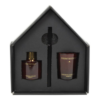Geschenkbox Urban – Duftstäbchen & Kerze schwarz, rot und kupfer