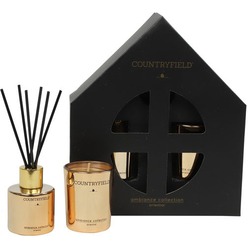 Geschenkbox Urban – Duftstäbchen & Kerze schwarz, rot und kupfer