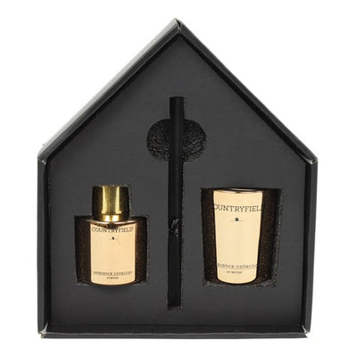 Geschenkbox Urban – Duftstäbchen & Kerze schwarz, rot und kupfer