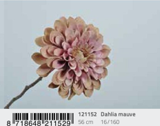Kunstblume Dalia Stem Mauve klein 56 cm