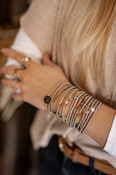 Azibi Armband Grau/Gold mit Perle