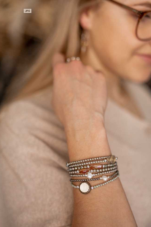 Azibi Armband Grün/Silber mit Plättli