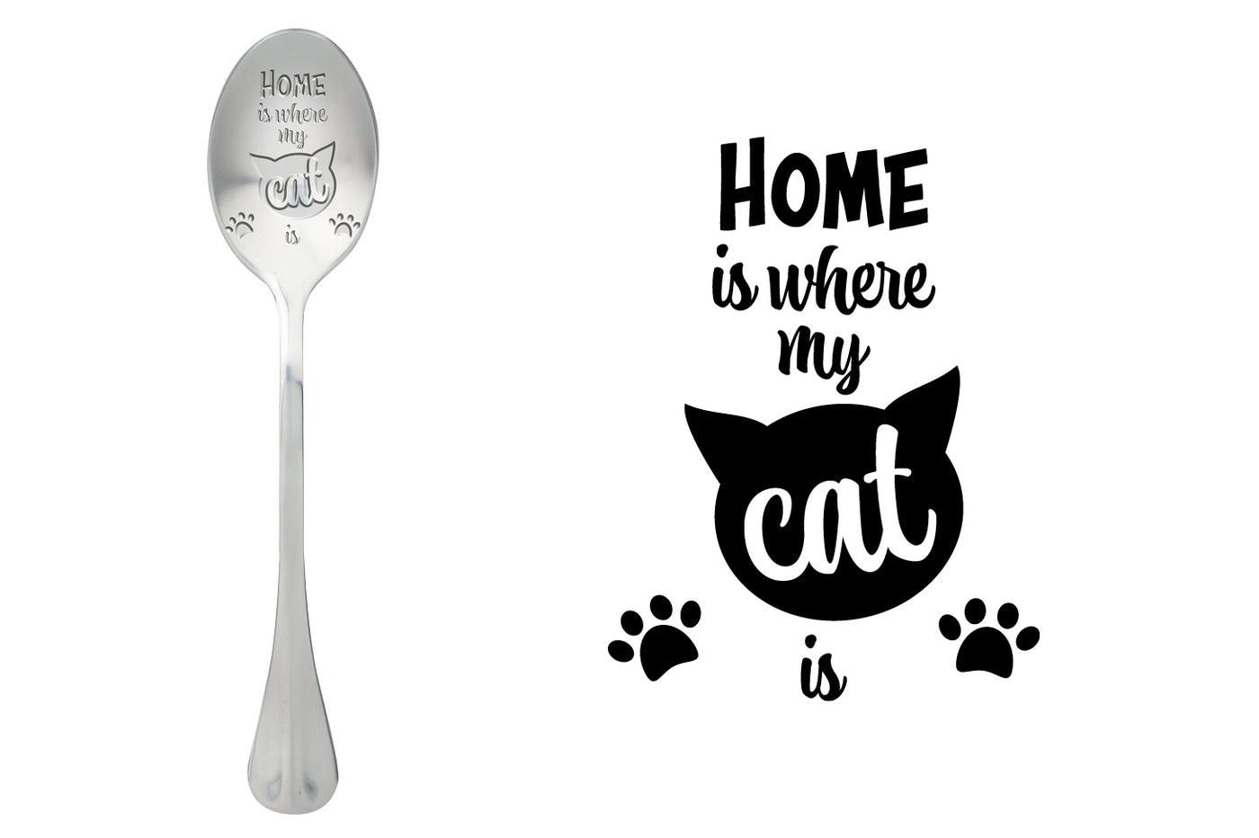 Löffel mit Nachricht - One Message Spoon - Home is where my cat is